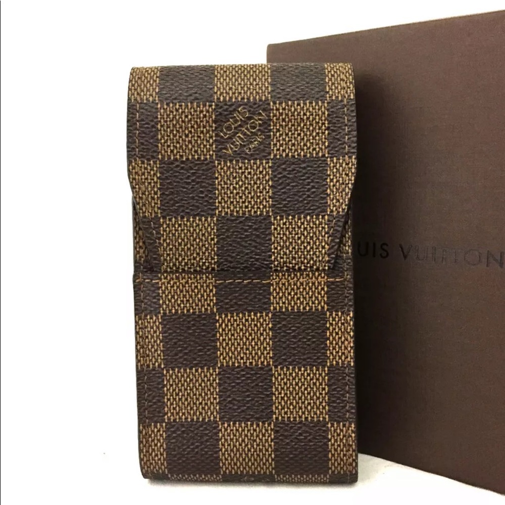 Rare Authentic Louise Vuitton Damier Ebene Cigarette Case Like New